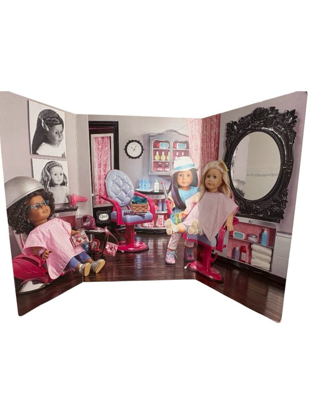 American Girl Truly Me Hair Salon Scene Backdrop Trifold Cardboard DRG56-RF1A